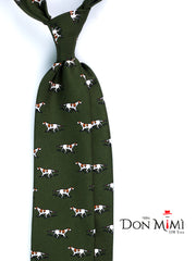 Cravatta verde 3 Pieghe SEGUGIO in seta stampata inglese
