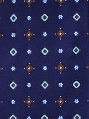 Cravatta blu 3 Pieghe OLIMPIA in seta stampata inglese