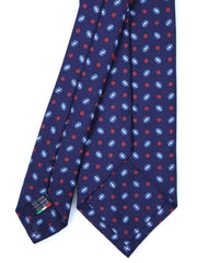 Cravatta blu scuro 3 Pieghe NADA in seta stampata inglese