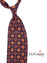 Cravatta blu scuro 3 Pieghe AMANDA in seta madder