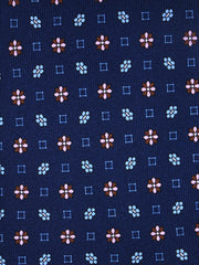 Cravatta blu scuro 3 Pieghe LAVINIA in seta stampata inglese