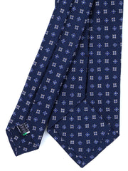 Cravatta blu scuro 3 Pieghe PAMELA in seta stampata inglese