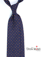 Cravatta blu/oro 3 Pieghe VITTORIA in seta stampata inglese