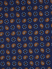 Cravatta blu/oro 3 Pieghe VITTORIA in seta stampata inglese