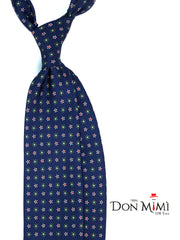 Cravatta blu/verde 3 Pieghe ALLEGRA in seta stampata inglese