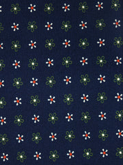 Cravatta blu/verde 3 Pieghe ALLEGRA in seta stampata inglese