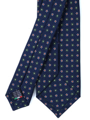 Cravatta blu/verde 3 Pieghe ALLEGRA in seta stampata inglese