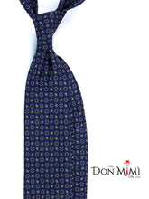 Cravatta blu/verde 3 Pieghe VITTORIA in seta stampata inglese