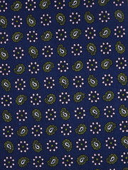 Cravatta blu/verde 3 Pieghe VITTORIA in seta stampata inglese