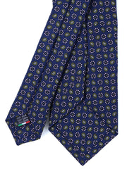 Cravatta blu/verde 3 Pieghe VITTORIA in seta stampata inglese