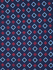 Cravatta 3 pieghe blu in seta inglese stampata ALFONSO