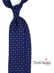 Cravatta blu/rossa3 Pieghe ALLEGRA in seta stampata inglese