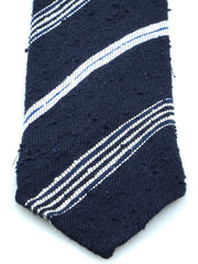 Cravatta 3 pieghe blu/bianco sfoderata in seta shantung SELLY