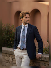 Cravatta ottanio 3 Pieghe ASSUNTA in seta stampata inglese