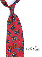 Cravatta rossa 3 Pieghe LEYA in seta stampata inglese