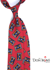Cravatta rossa 3 Pieghe LEYA in seta stampata inglese