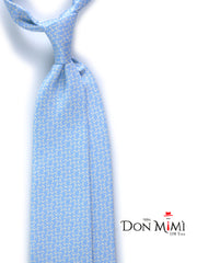 Cravatta celeste 3 Pieghe ALICE in seta stampata inglese