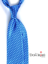 Cravatta celeste 3 Pieghe DEBHORA in seta raso stampata