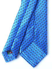 Cravatta celeste 3 Pieghe SHILLA in seta raso stampata