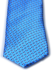 Cravatta celeste 3 Pieghe SHILLA in seta raso stampata