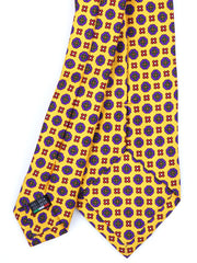 Cravatta gialla 3 Pieghe EDERA in seta stampata inglese