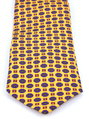 Cravatta gialla 3 Pieghe EDERA in seta stampata inglese