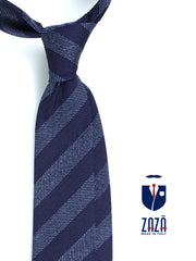 Cravatta 3 pieghe blu in seta jacquard SPIKE