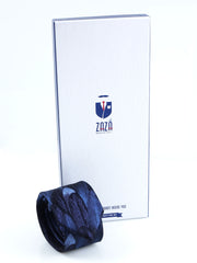 3-fold blue jacquard silk tie FEATHERS