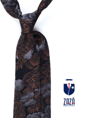 Cravatta 3 pieghe marrone in seta jacquard TIGER