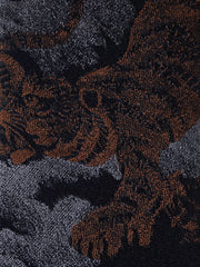 Cravatta 3 pieghe marrone in seta jacquard TIGER