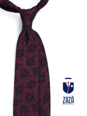 Cravatta 3 pieghe bordeaux in seta jacquard FIORE