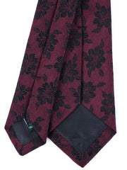 Cravatta 3 pieghe bordeaux in seta jacquard FIORE