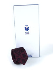 Cravatta 3 pieghe bordeaux in seta jacquard FIORE