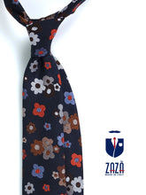 Cravatta 3 pieghe blu in seta jacquard VERNA