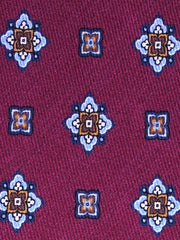 LECCE bordeaux printed silk 3 Fold necktie
