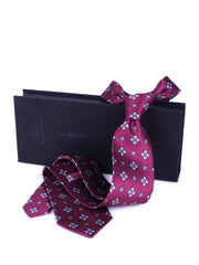 LECCE bordeaux printed silk 3 Fold necktie