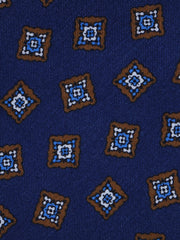 Cravatta blu sartoriale sfoderata SATURNIA in lino/seta