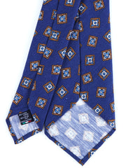 Cravatta blu sartoriale sfoderata SATURNIA in lino/seta