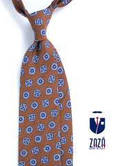 Cravatta marrone sartoriale sfoderata SATURNIA in lino/seta