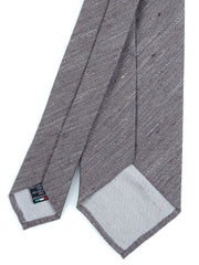 cravatta 3 pieghe sfoderata in lino e seta con fondo unito marrone