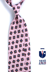 Cravatta rosa sartoriale sfoderata SATURNIA in lino/seta