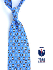 Cravatta celeste sartoriale sfoderata GEMINA in lino/seta