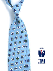 Cravatta celeste sartoriale sfoderata SATURNIA in lino/seta