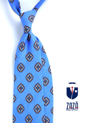 Cravatta azzurra sartoriale sfoderata SAMMY in lino/seta