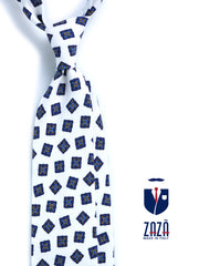 Cravatta bianca sartoriale sfoderata SATURNIA in lino/seta