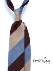 Cravatta 3 pieghe sfoderata beige/grigio/marrone in seta shantung TRIGA