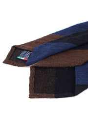 Cravatta 3 pieghe sfoderata blu/marrone in seta shantung TRIGA