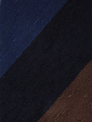 Cravatta 3 pieghe sfoderata blu/marrone in seta shantung TRIGA