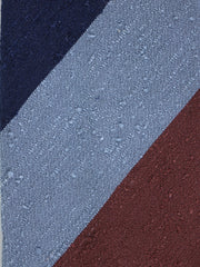 Cravatta 3 pieghe sfoderata blu/marrone in seta shantung TRIGA