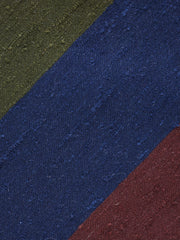 Cravatta 3 pieghe sfoderata verde/blu/marrone in seta shantung TRIGA